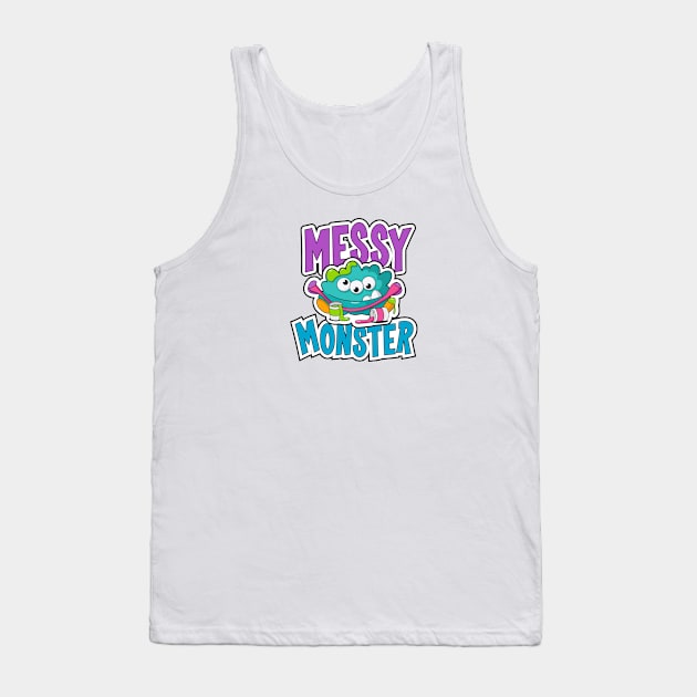 Messy Monster Tank Top by Green Bean Design